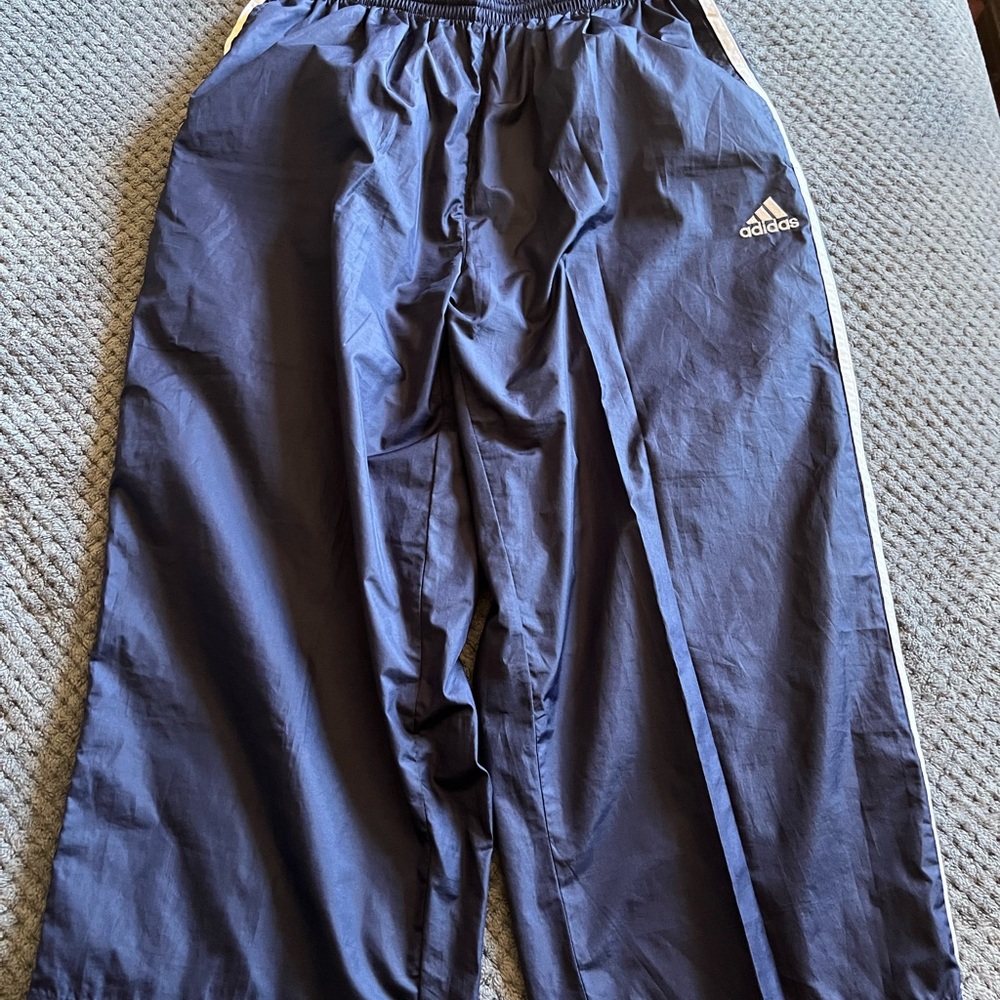 Adidas Dark Blue Track Pants with White Accents
Capri length